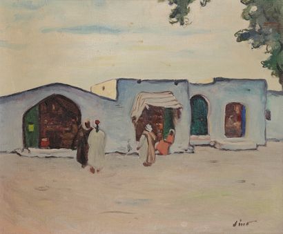 null Gustave LINO (1893-1961)
Village algérien animé
Huile sur toile.
Signée en bas...