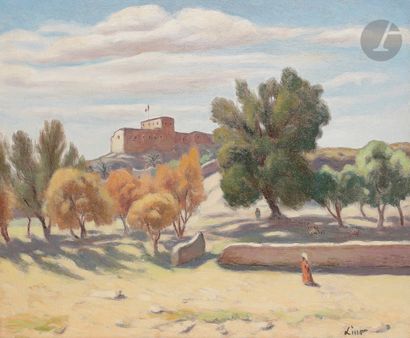  Gustave LINO (1893-1961) Bou-Saada, le Fort Cavaignac Huile sur toile. Signée en...