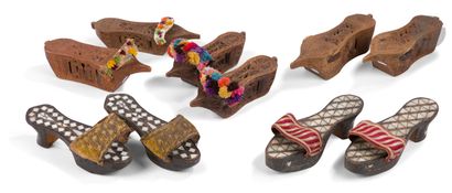 null Set of four pairs of hammam qabqab clogs, Ottoman Empire, Near East and North...