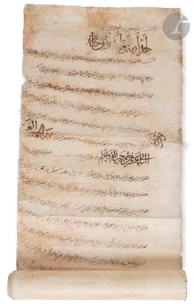 null Long document légal, Égypte, Syrie ou Levant, période mamluk, daté Rajab 859...