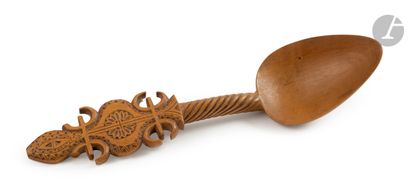  Sorbet spoon, qashuq, Iran qajar, probably Abadeh, late 19th - early 20th centuryA...
