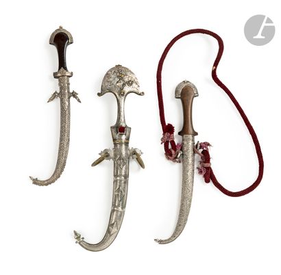 Three koumiyya daggers, Morocco, 19th-20th...