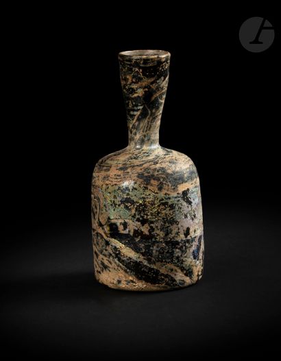 null Iridescent glass bottle vase, medieval Iran, 10th-12th centurySmall
black blown...
