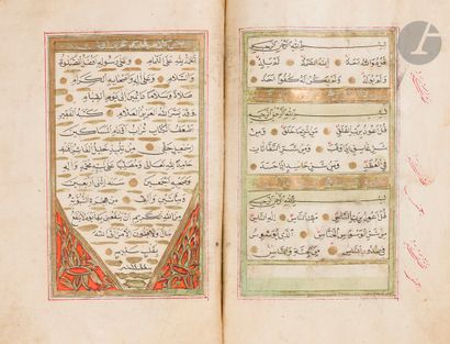 null Coran enluminé, Empire ottoman, XIXe siècle
Manuscrit sur papier de 15 lignes...