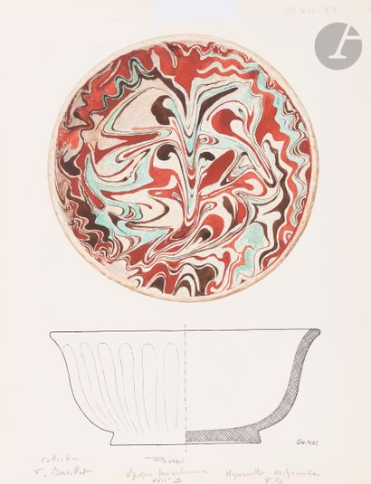  Ceramic bowl with marbled decoration, Iran or Turkey, 18th-19th centuryLarge ceramic...