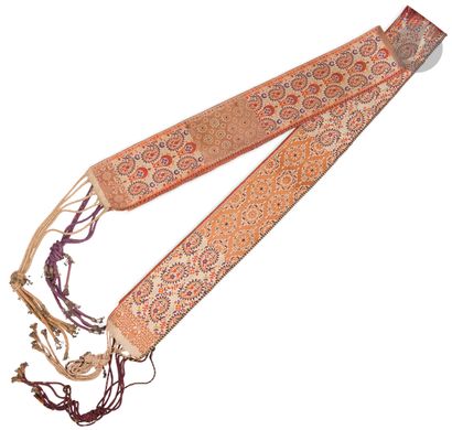 null Two hezam wedding half-belts, Morocco, Fez, 19th centuryIn
brocaded silk enhanced...
