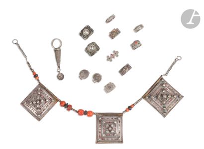 Ensemble de bijoux en argent, Maroc, XIXe...