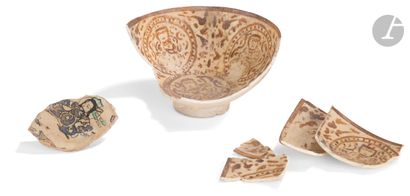 Fragments of Seljuq ceramics, Iran, 12th-13th...