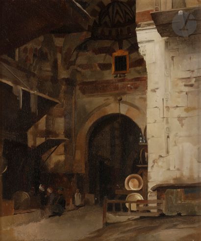  Thédoreo Jacques RALLI (1852-1909 )Cairo, view of the entrance of the souk Khan...