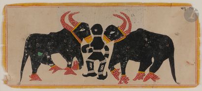  Feuillet provenant d’un manuscrit tantrique sur l’Enfer, Inde de l’Ouest, Kutch,...