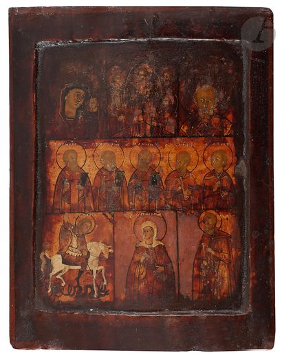 null Seven-registered icon of the Resurrection. Western Russia. Late 19th centuryIcon
in...