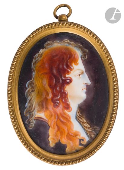  Louis Bertin PARANT (1768-1851 )Portrait of Louis XIVOval miniature. Watercolor...