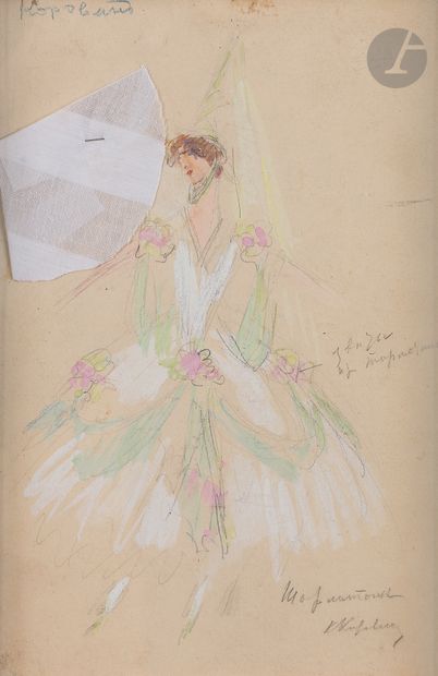  Constantin Alexeevich KOROVIN (1861-1939) Study of a fairy costume Graphite heightened...