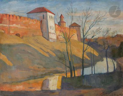  Ossip Emmanouilovitch BRAZ (1873-1936) Novgorod, 1927 Huile sur toile. Titrée, signée...
