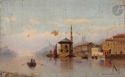  Alexei Petrovitch BOGOLIOUBOV (1824-1896 )The banks of the BosphorusOil on canvas...