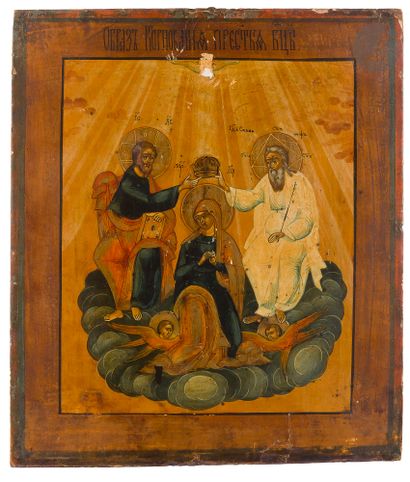  Icône du Couronnement de la Vierge. XIXe siècle Tempera sur bois. 35,5 x 31 cm Икона...