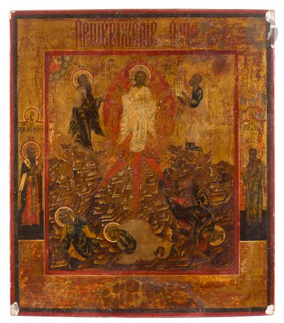 null Icône de La Transfiguration du Christ. XIXe siècle
Sur la bordure à gauche saint...