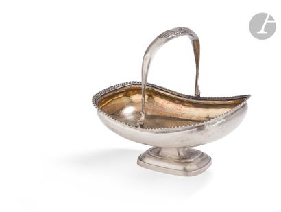  Rectangular silver biscuit basket. 1837On a stepped pedestal, the upper edge highlighted...