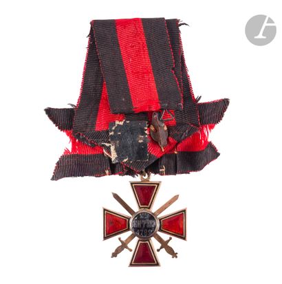  Croix de Saint-Vladimir de IVe classe avec glaives et nœud Or 14 carats (585  /...