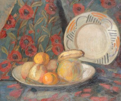  Ossip Emmanouilovitch BRAZ (1873-1936 )Still life with a plate, ca. 1932Oil on canvas....