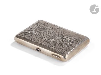Cigarette case. 1927Embossed silver decorated...