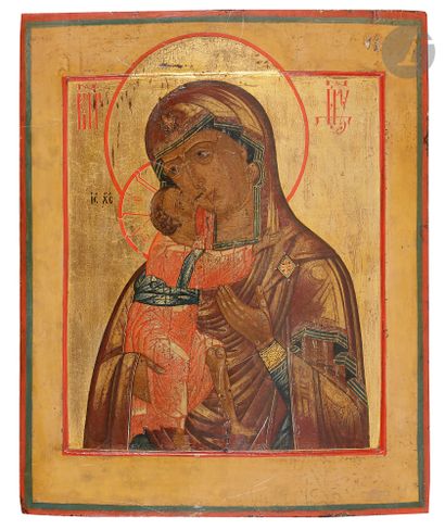 Icon of Virgin of Theodore. Late 19th centuryTempera...