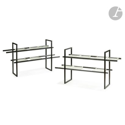 null GUSTAVE GAUTIER (1911-1980) 
Pair of side shelves forming a pair of pot holders.
The...