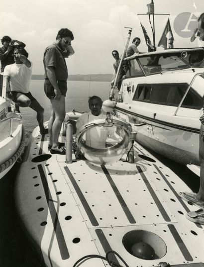 null Photographe de presse
Jacques Picard à Bracciano avec son sous-marin "Fa Forel",...