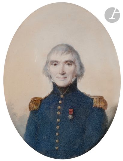 null NOëL (active circa 1820
)Officer in mid-front body, blue uniform with golden...