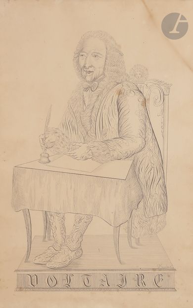 null BUGEROT (XIXe siècle)
Portrait de Voltaire
Dessin calligraphique.
Signé et daté...