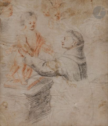 null Suiveur de MURILLO (1618-1682)
Saint Antoine de Padoue adorant le Christ
Crayon...