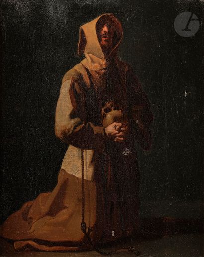 null French school circa 1840
,after Francisco de ZURBARANSaint
François en
prièreOriginal


painting.



26...