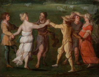 null école flamande du XVIIe siècle
La danse
Panneau.
24 x 19 cm
Restaurations a...