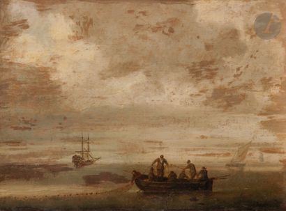 null Dans le goût de Jan Van GOYEN
La pêche
Panneau.
20 x 27 cm
Manques.