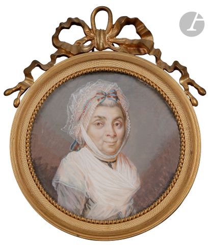 null école française ou continentale du début du XIXe siècle
Femme au bonnet ; Portrait...