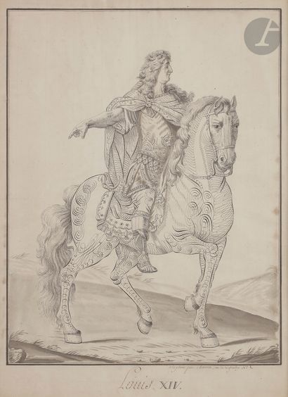 null AUVREST (act.c.1807)
Portrait de Louis XIV
Dessin calligraphique.
Annoté en...