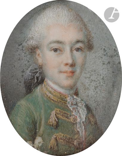 null école française du XVIIIe siècle
Homme de trois-quarts à droite en costume vert...