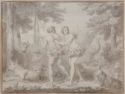 null Louis Fabritius DUBOURG (1697-1775
)Adam and Eve chased out of Paradise; The...