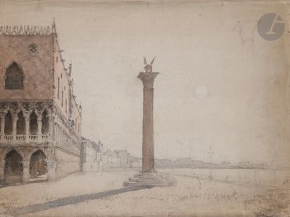 null Amédée ROSIER (1831-1898
)Piazzetta in VeniceWatercolour
and black pencilStamp

of...
