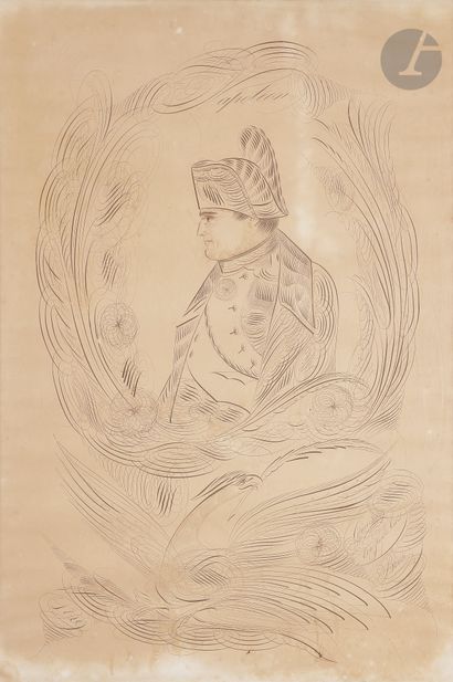 null LEPINE (XIXe SIèCLE)
Portrait de Napoléon en buste de profil
Dessin calligraphique.
Signé...