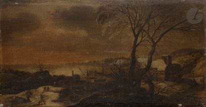 null école flamande du XVIIe siècle, entourage de Philip de MOMPER
Paysage d’hiver...