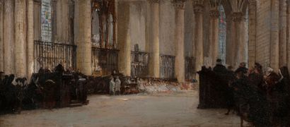 null Attributed to André DEVAMBEZ (1867 - 1943
)Interior of a church: the massPaper
mounted...