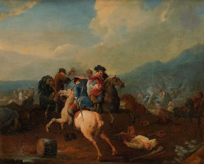 null Attributed to August QUERFURT (1696 - 1761
)Battle SceneCopper
.
27 x 32
cm...