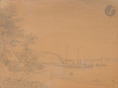 null Fabritius de TENGNAGEL (1781 - 1849)
Paysage de bord de mer animé
Crayon noir...
