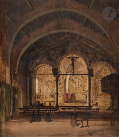 null J. ROBERTS English school of the XIXth centuryCome
, interior of the church...