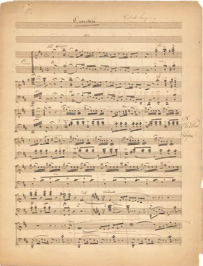 null Charles LECOCQ (1832-1918). Autograph musical manuscript, Overture, 1853; 10...