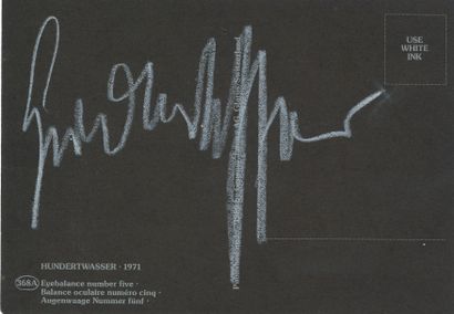 null Friedensreich Hundertwasser (1928-2000). Postcard signed; 10.5 x 15 cm.

 Reproduction...