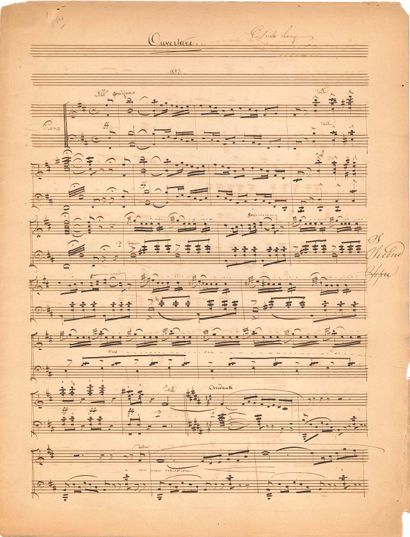 null Charles LECOCQ (1832-1918). Manuscrit musical autographe, Ouverture, 1853 ;...