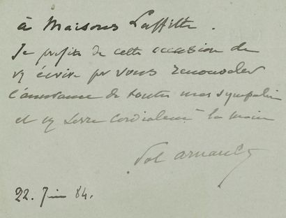 null Guy de MAUPASSANT (1850-1893). Manuscripts and autograph notes; 2 pages petit...