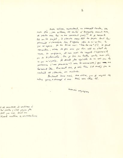 null François weyergans (1941-2019). 2 L.A.S., [to Jacques Lacan]; 4 pages and a...
